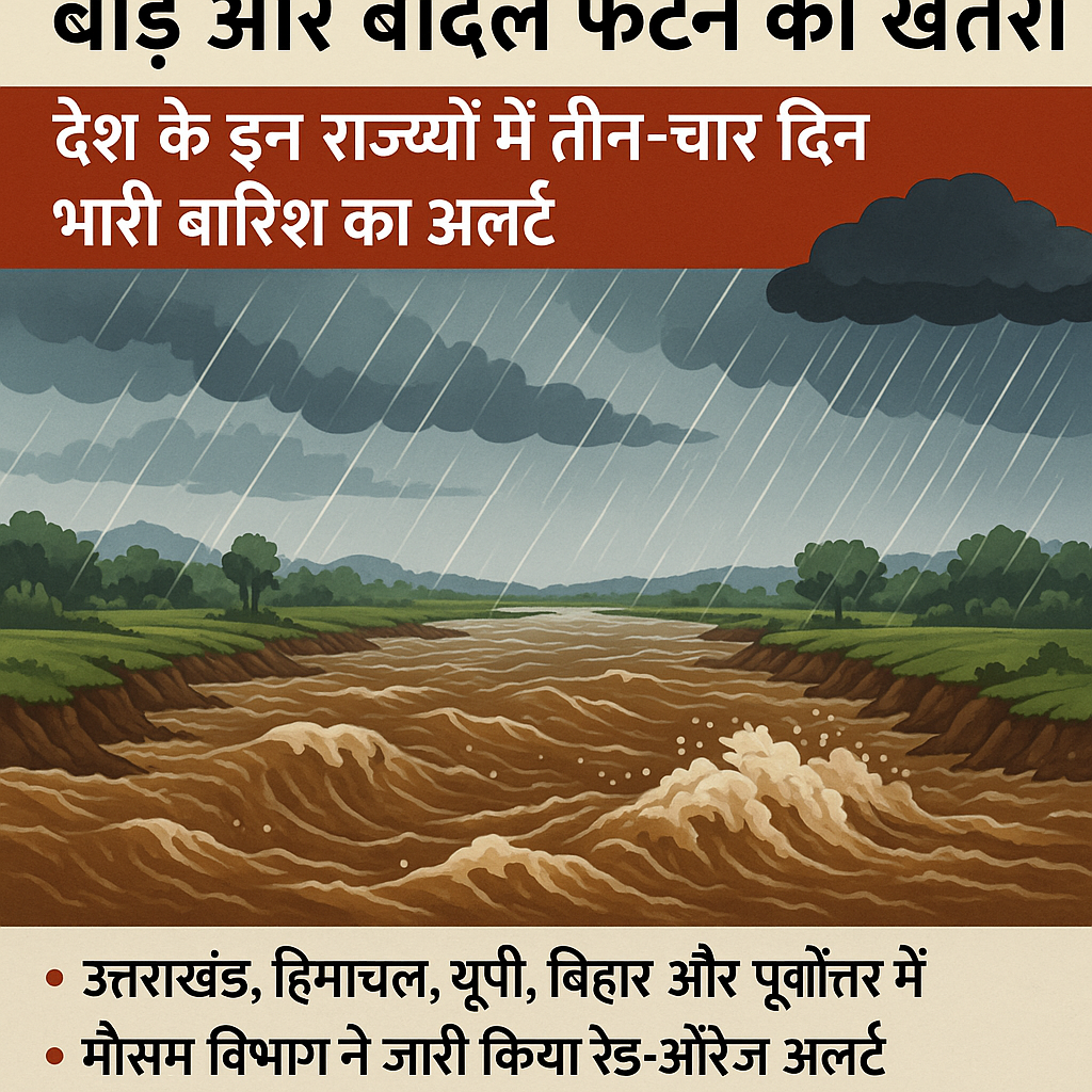 नदियां उफान पर, तीन-चार दिन भारी बारिश का अलर्ट