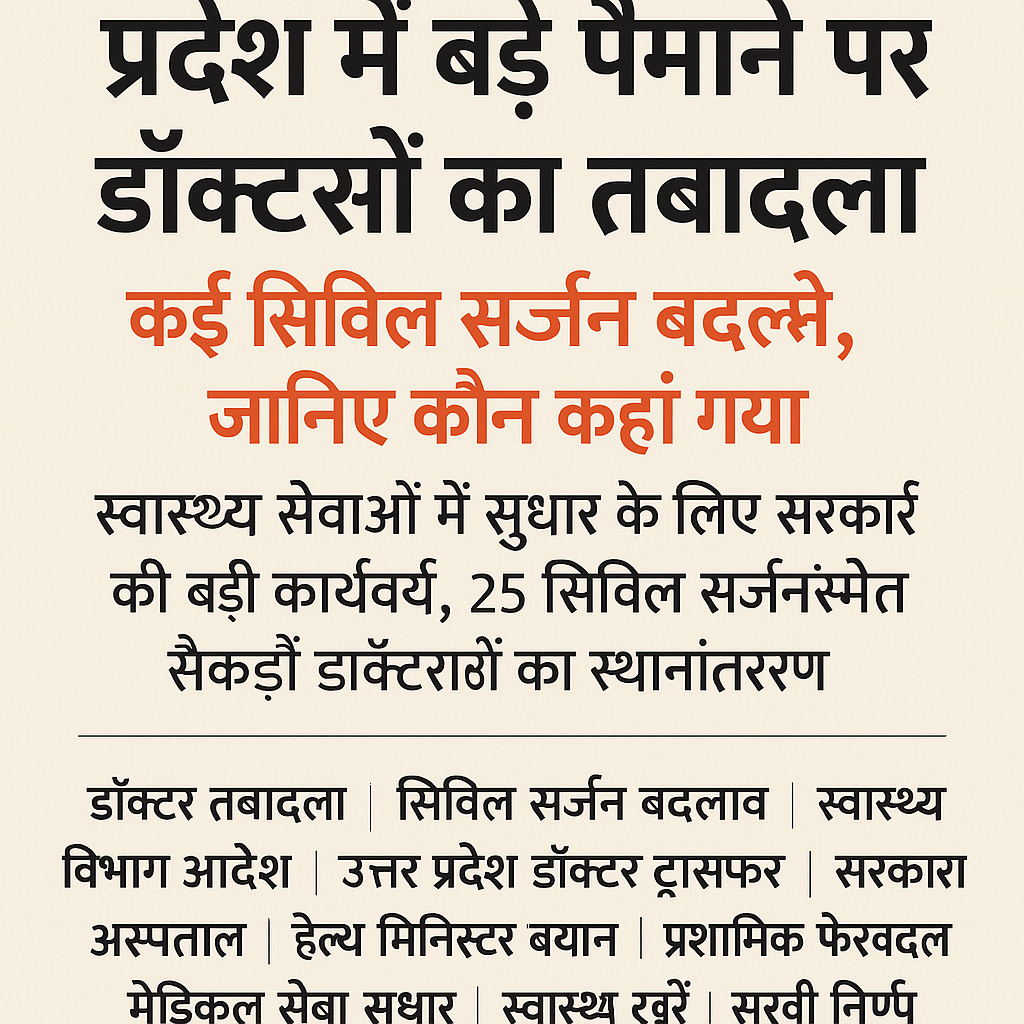 प्रदेश में बड़े पैमाने पर डॉक्टरों का तबादला